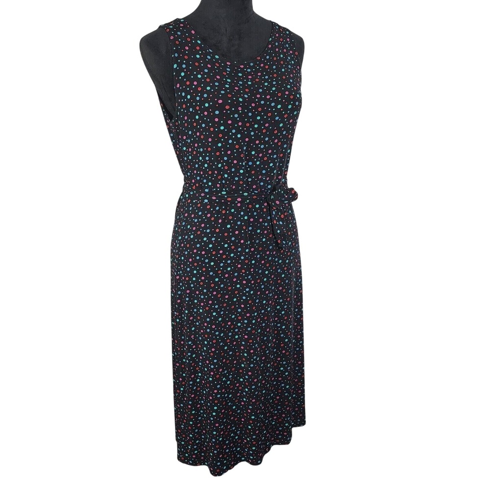 Vintage! NORM THOMPSON Size Medium Ribbed Stretch Knit Sleeveless Belted Maxi